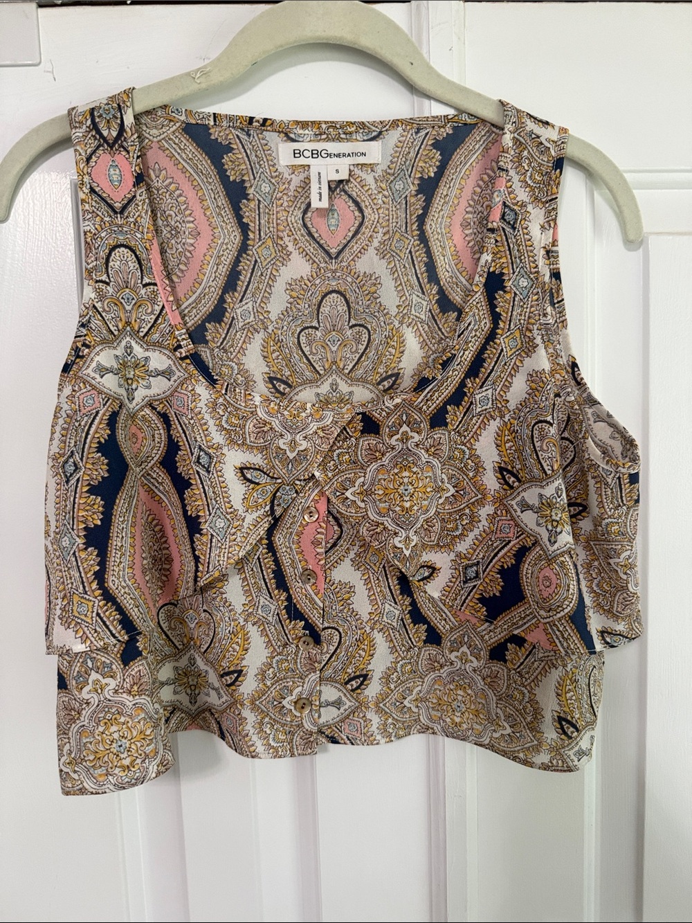 BCBGeneration Pink & Navy Paisley Sleeveless Camisole